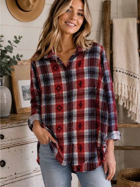Ariat Tops - Ariat Red Plaid Long-Sleeve Button-Down Shirt women’s XL like new!